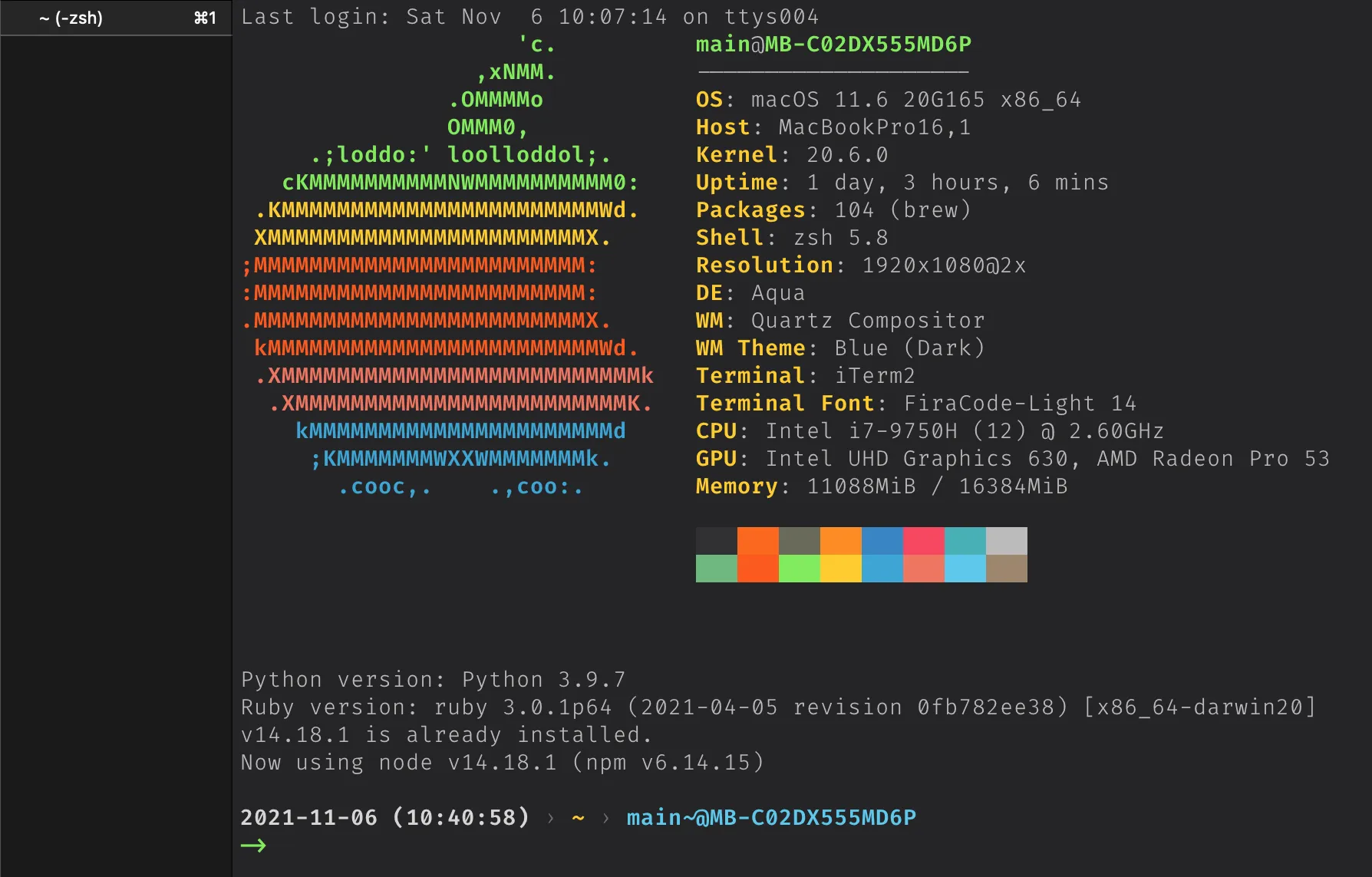 ZSH prompt with Starship custom command