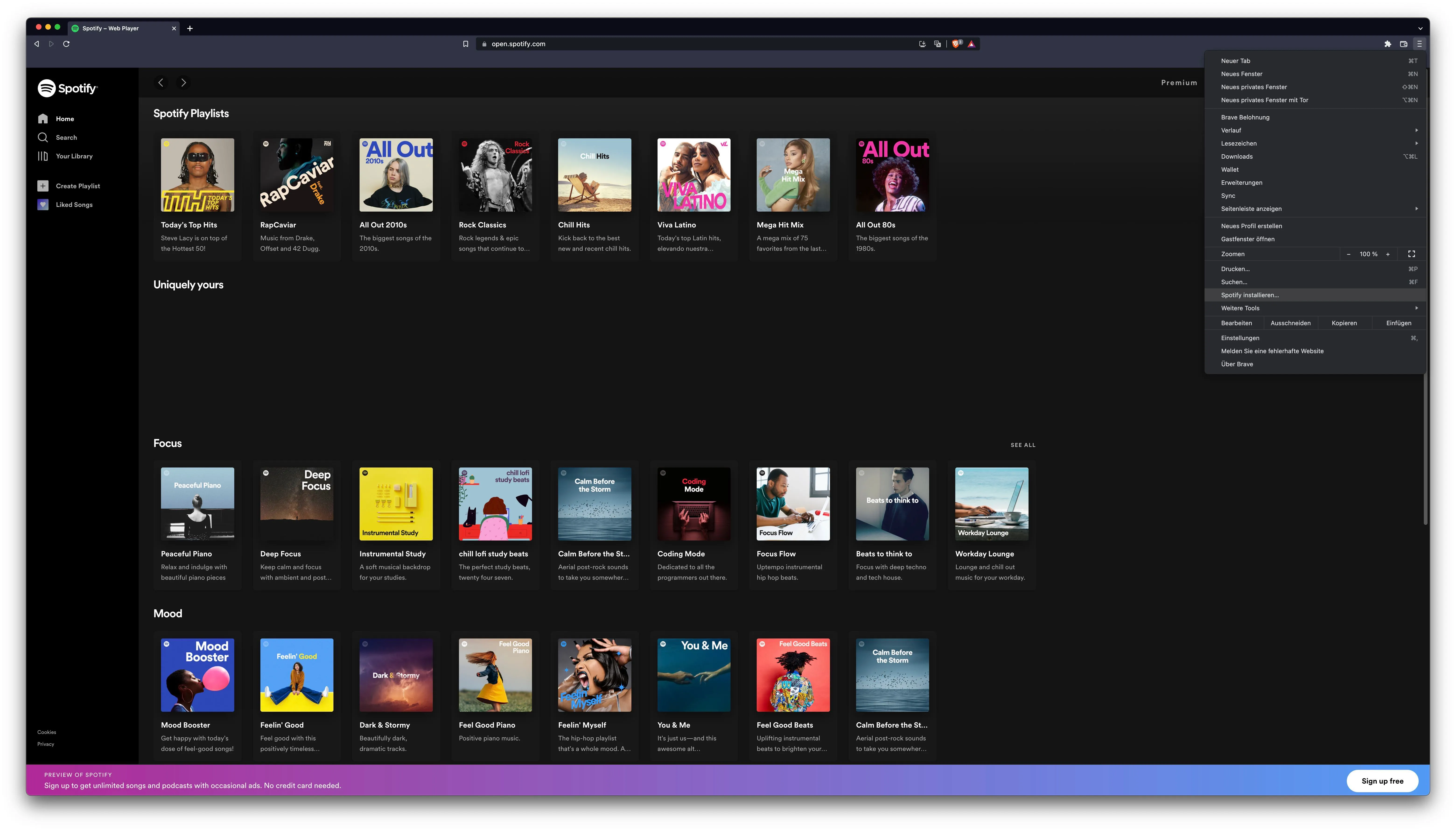 Spotify PWA installation