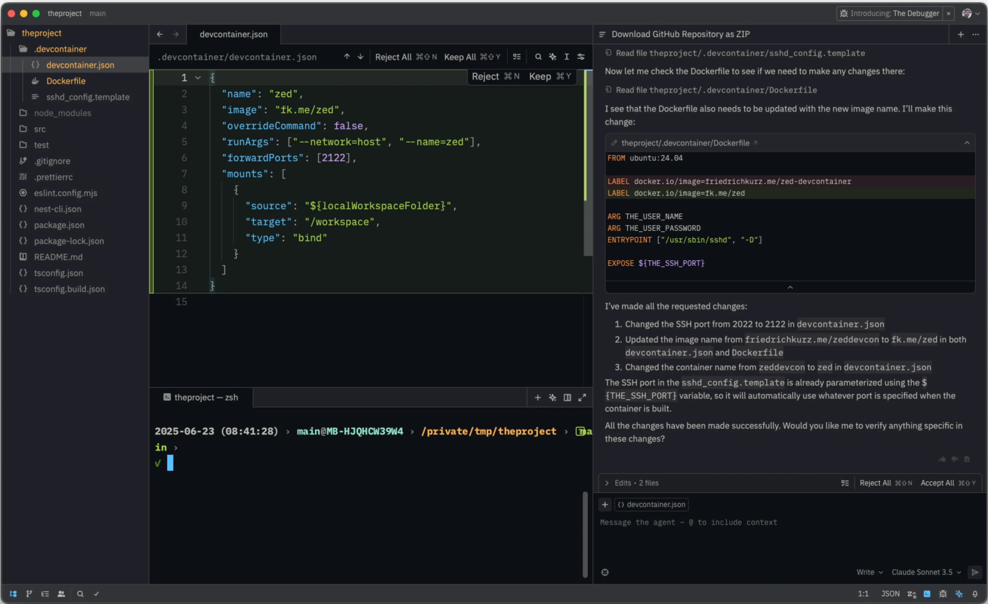 The Zed agent panel processing a prompt. The Zed agent panel processing a prompt.